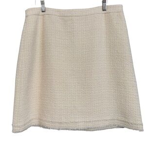 J.Crew Wool Blend Mini Skirt Size 14 Beige Tweed Lined A-Line